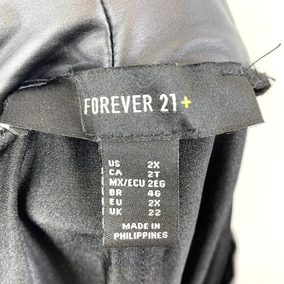 Forever 21 Faux Leather Leggings Plus Size 2X Black Pants Pull On High Rise - Picture 3 of 3